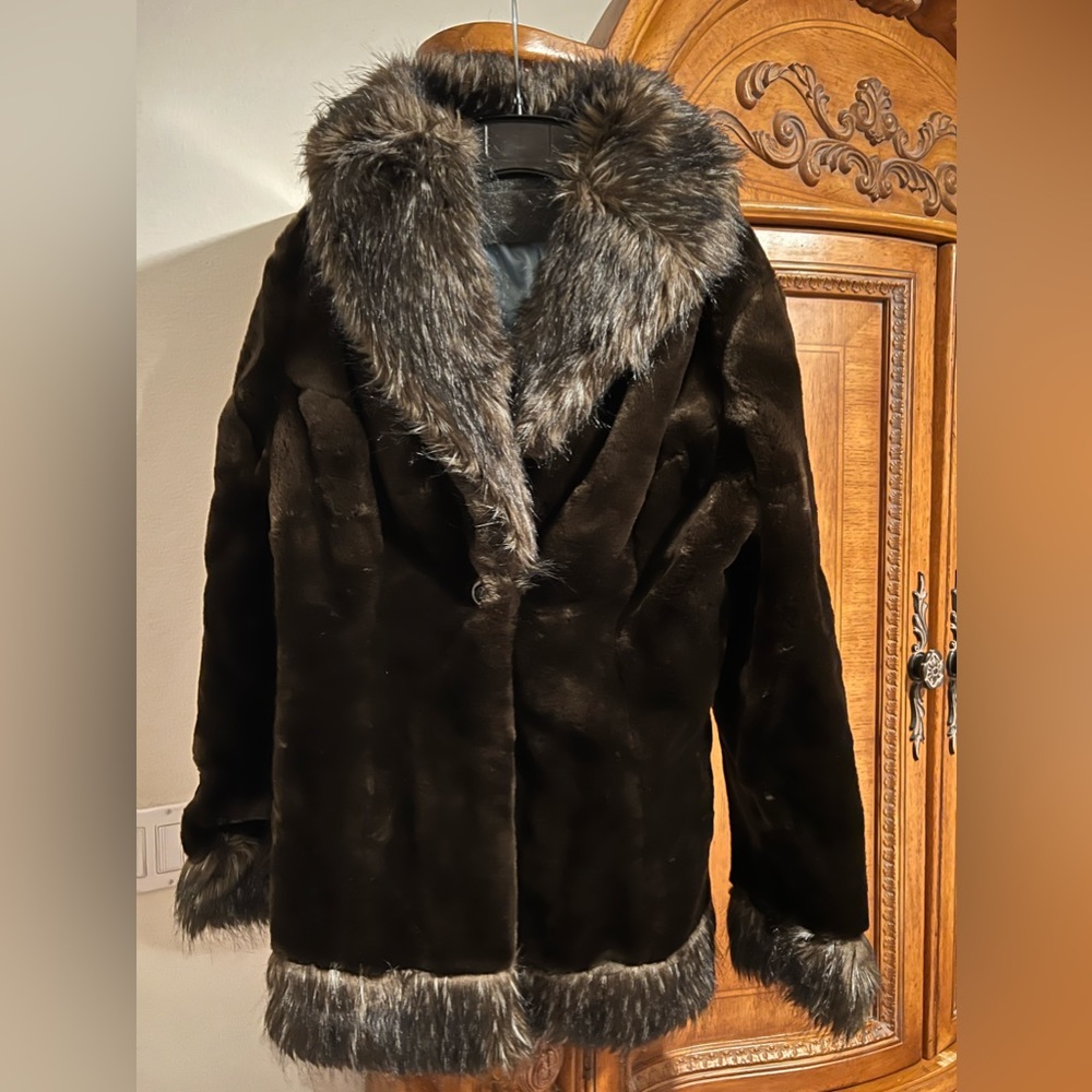 Blanc Noir Faux Fur Luxury Coat